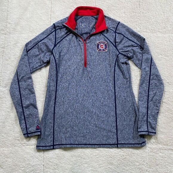 Antigua Chicago Fire Quarter Zip Lightweight Sweatshirt Sweater - Picture 1 of 4